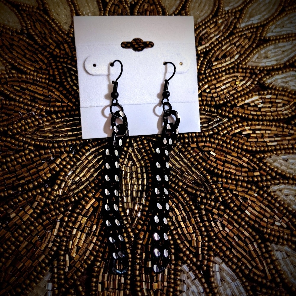 3 for $10 jewelry black and silver chain earrings